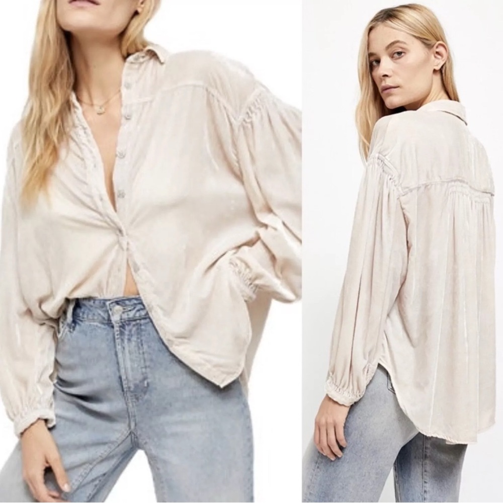 WE THE FREE PEOPLE LA Luna Velvet Button Down